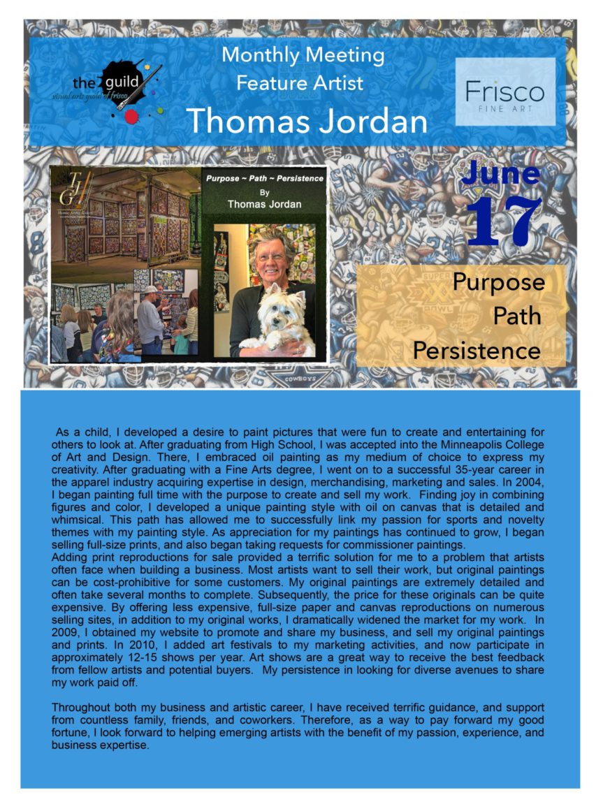 VAGF Meeting June 17: Thomas Jordan Feature Artist