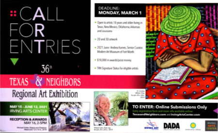 2021 Texas & Neighbors Regional Art Competition – $10,000 in prizes – deadline March 1