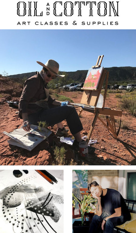 Oil & Cotton workshops: Oil Painting Landscapes, Drawing with Charcoal, Portrait Photography